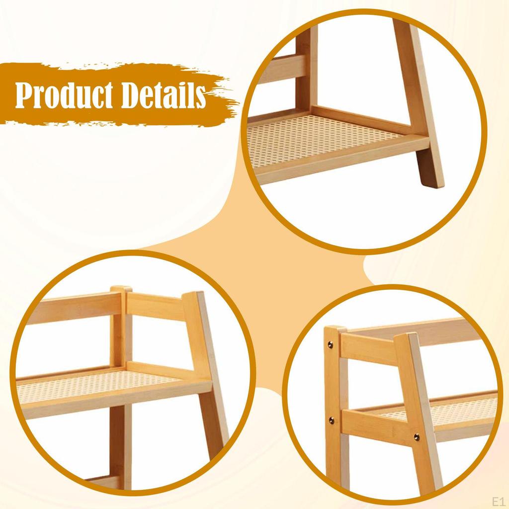 Bamboo Double Layer Rack 2 Tier Coffee Mug Display Stand Desk Storage Organizer for Living Room