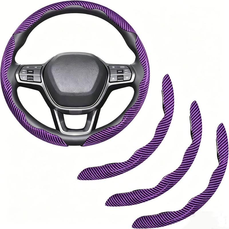2Pcs Car Steering Wheel Covers Booster Micro Fiber Leather Auto Interior Decorative Accessories Glossy Carbon Fiber Looking