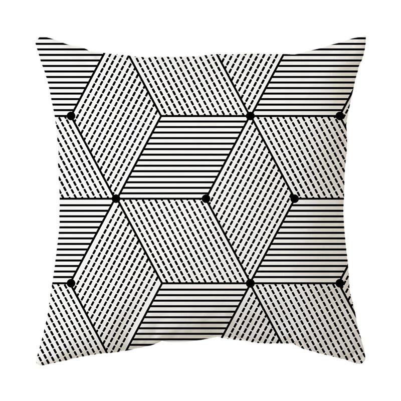 Black and White Simple Geometric Line Printing Pattern Cushion Cover Home Living Room Sofa Decoration Pillow Pillow Cover