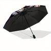 1pc Tiger Head & Flower Pattern Automatic Umbrella is Fashionable and Good-Looking, a Portable 3-Fold Umbrella, Suitable for Travel and Dail