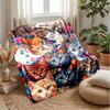 Floral Cats Artwork Theme blanket Lightweight Warm Flannel Blanket Decorative Throw Blanket for Home Decoration
