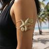Bohemian Double Shell Upper Arm Cuff Bracelet Bangle for Women Exaggerated Starfish Armlet Summer Vacation Jewelry Gifts