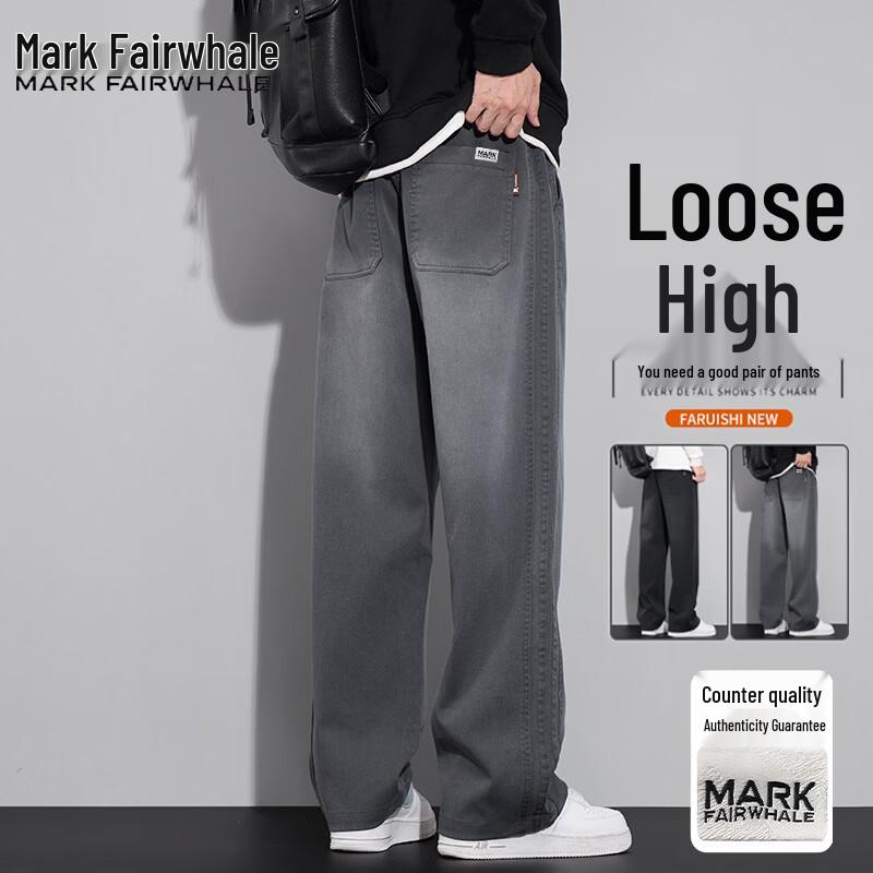 

Mark Fairwhale Men s Spring Autumn Loose Fit Breathable Straight-Leg Jeans 5XL