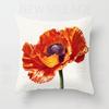 Nordic modern red flower linen pillowcase sofa cushion cover home decoration can be customized for you 40x40 50x50 60x60 45x45