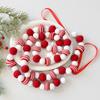Christmas Felt Ball Garland Plush Wool Felt Ball Bead Garland Red White Pompom Bunting Banner for Xmas Tree Holiday Party Decor