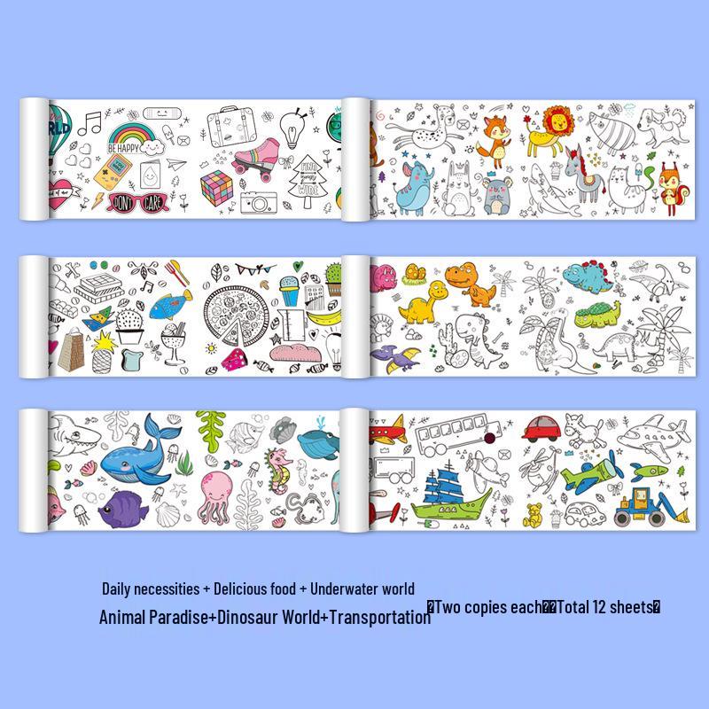 Rotolo extra lungo per scarabocchi e colorare per bambini: Tela Grande per Pittura, Disegno e Tracciamento