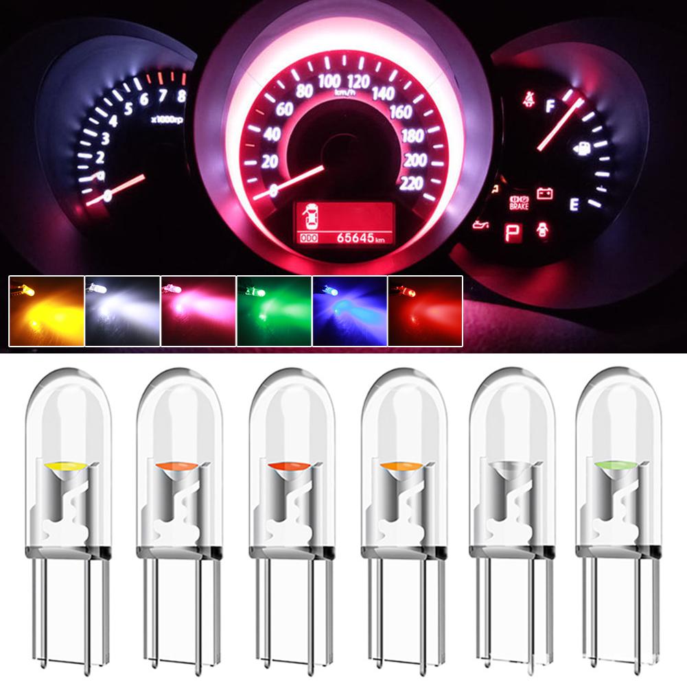 10Pcs Transparent T5 LED W3W COB Led Bulb Car Instrument Indicator Light Reading Lamp Auto Interior Dashboard Warming Lamp
