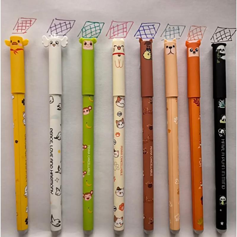 A Set of 8 Animal-Shaped Erasable Gel Pens, Featuring a 0.5Mm Fine Tip, They Are Perfect for Note-Taking And Writing, Cute Pens
