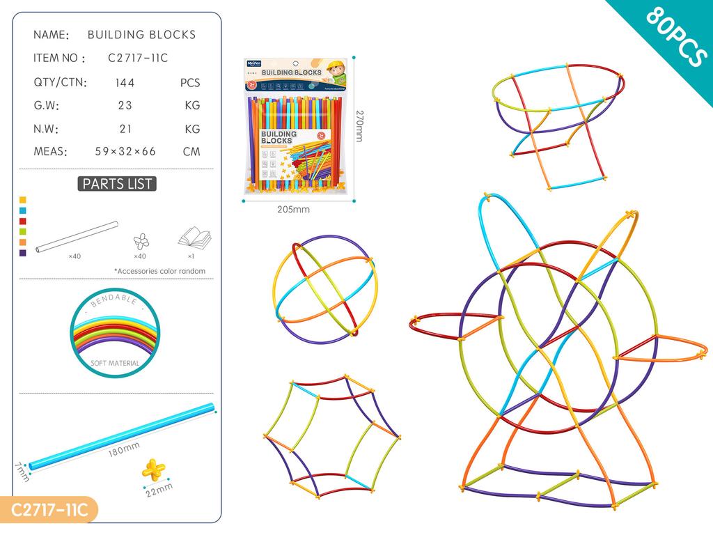 Creative Diy Straw Splicing Construction Building Block 3 Parent-Child Interaction 6 Children 8 Assembled Toys 10