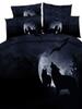 3-Piece Set Wolf And Moon Pattern Printed Bedding Set Queen King Double Bed For Bedroom Guestroom Hotel Home Decoration