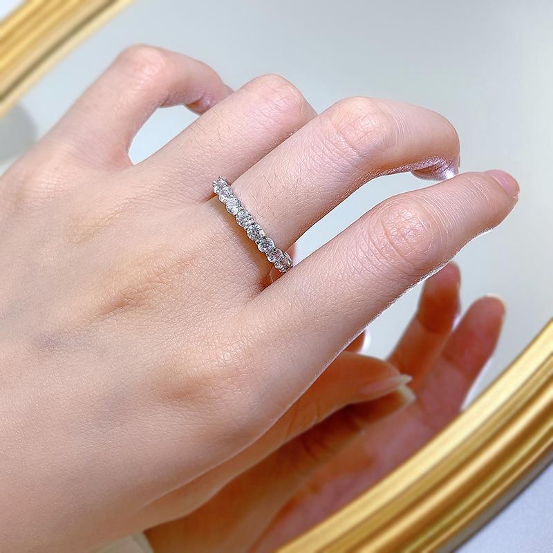 Luxury Women's Ring S925 Silver Row Diamond Ring for Women In Europe and America 3mm Full Diamond Ring