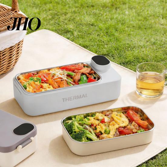 Electric Lunch Box 900ml Heated Capacity 2-in-1 Stainless Steel Warming Travel Non-Stick Coating Portable Meal Container for Office Car