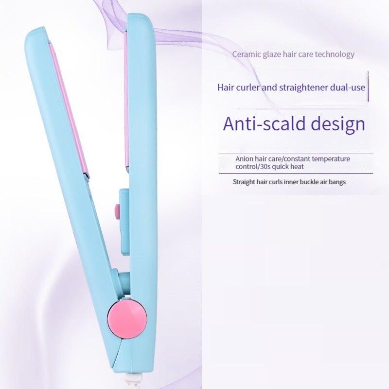 Mini-Haarglätter, Zwischenablage, kleiner Netzstecker, Lockenstab, glattes Haar, Mädchen, Air Bangs, tragbarer Haarglätter