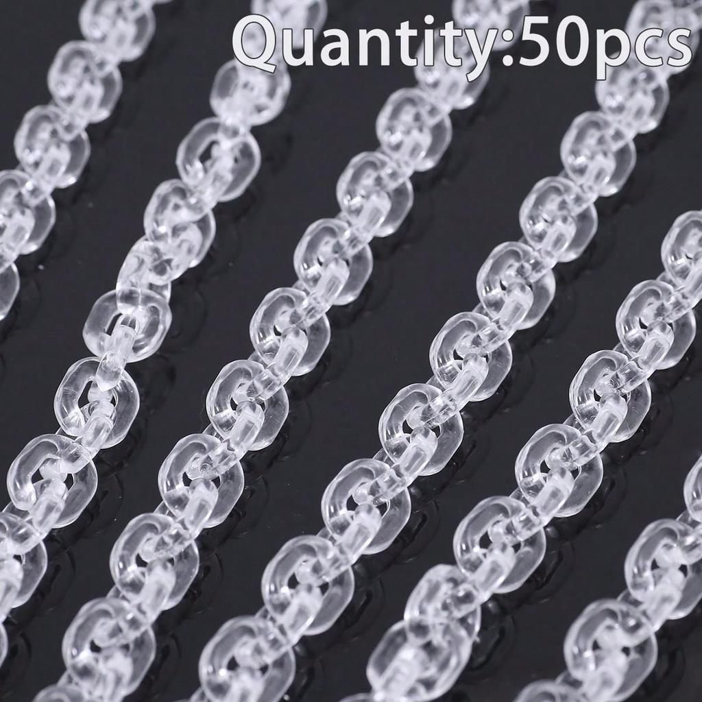 50pcs Transparent U-Shaped Chain, Acrylic Beads, DIY Jewelry Making Materials For Bracelets, Car Ornaments, Phone Straps