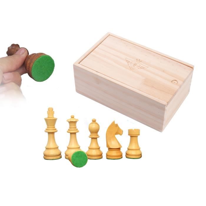 Jeu d'échecs de Luxe - ENGELHART - Bois marqueté Erable et Noyer - Pièces sculptées - Marron/Naturel