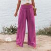 2025 Spring/Summer Women's Solid Color Elastic Waist Wide-Leg Casual Pants