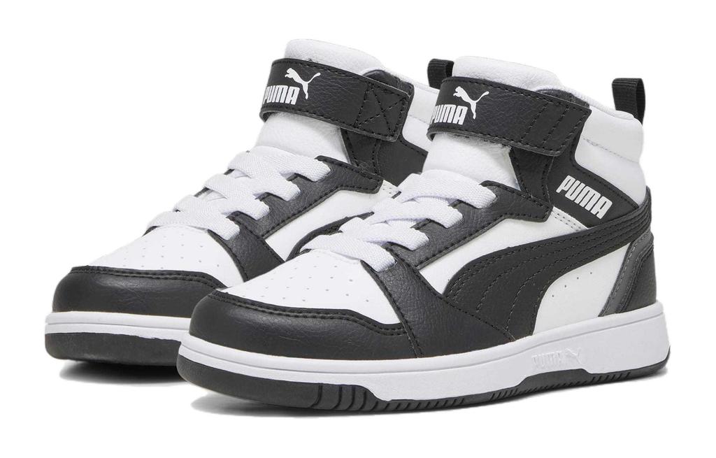 PUMA REBOUND Abrasion Resistant Mid top Kids' Skateboarding Shoes Black White Kids' 393832-01