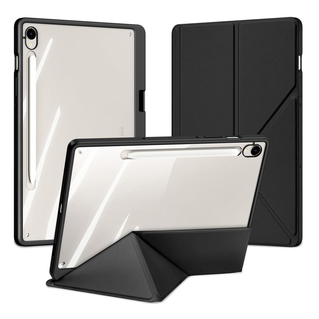 DUX DUCIS Magi Series for Samsung Galaxy Tab S10 FE/Tab S9/S9 FE Case Origami Stand Leather+PC+TPU Clear Back Cover