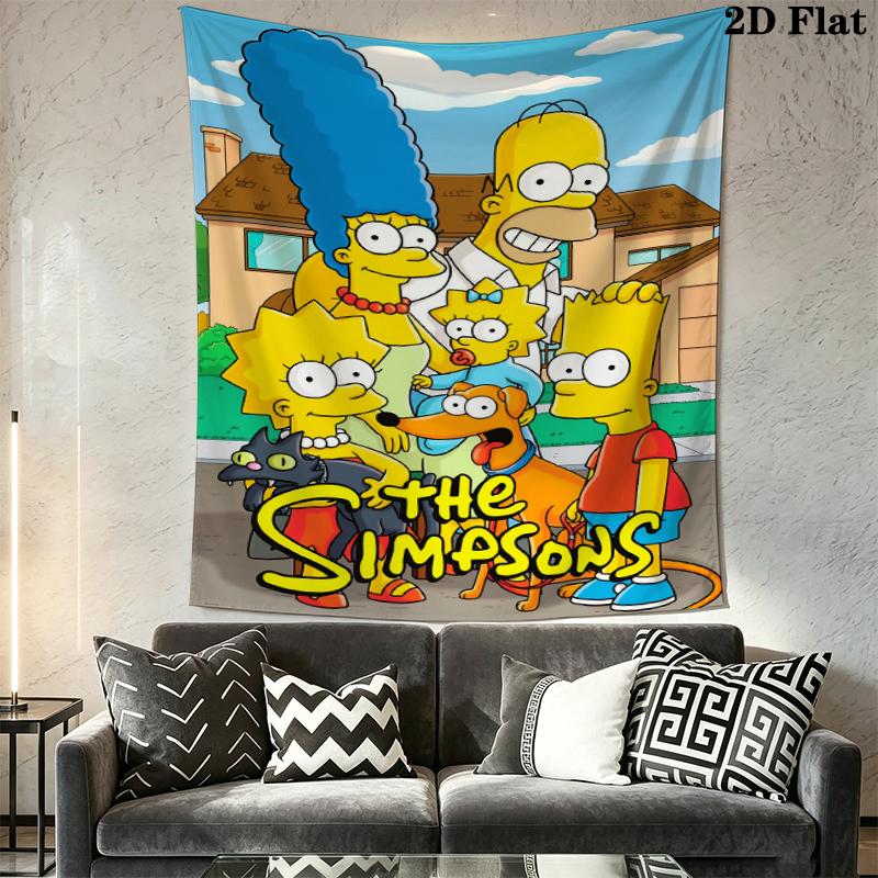Simpsons Family Wall Tapestry Aesthetic Wall Hanging Printed Fabric Blanket Decorative Tapestries for Bedroom Living Room Home Decor