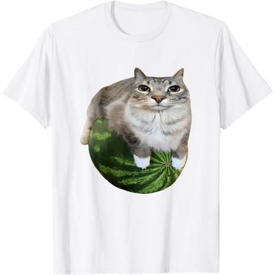 HQDSAD Watermelon Cat Silly Cat Meme T-Shirt(1)