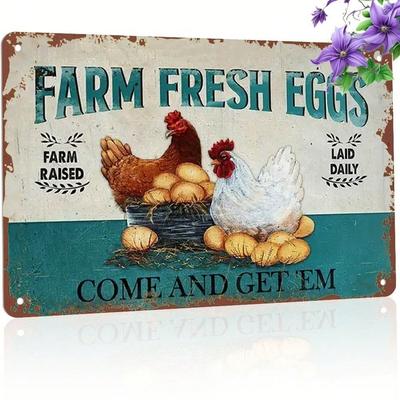Blechschild Vintage Farmfrische Eier Wandkunst 8x12 Zoll Küchen Dekoration Schild