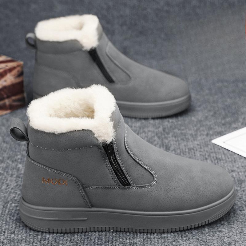 Men Fur Integrated Snow Boots Waterproof Non Slip Fleece Lined Thick Winter Outdoor Northeast Cotton Boots