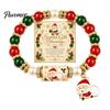 Holiday Gift for Women Christmas Bracelets Women, Beaded Charm Stretch Bracelet with Festive Snowman Jewelry Card, Stocking Stuffers, Party Accessory