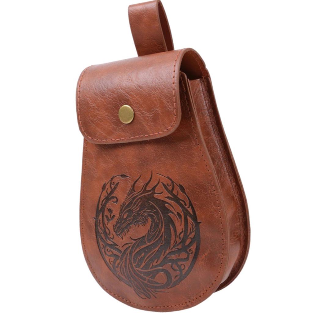 Medieval Theme PU Leather Waist Pack For Key Cash Storage Bag Belt Waist Pouch With Secure Closure for Halloween Party