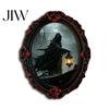 Halloween Refrigerator Magnets Magnetic Fridge Magnet, Ghost Witch Photo Frame, Wooden Vintage Theme Home Ornaments Frame Decoration, Atmospheric Dark