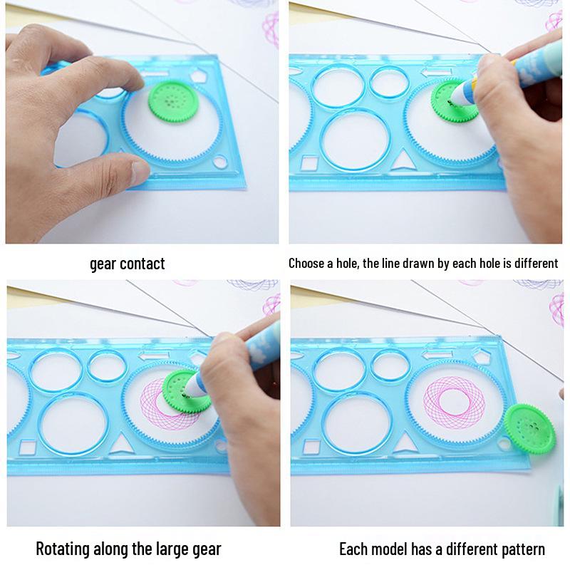 Multifunctional Kaleidoscope Drawing and Measuring Ruler Set for Students