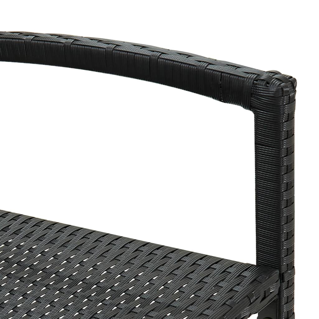 Bar Stool Set 4 Pieces Black Poly Rattan