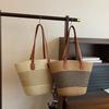 Lazy Wind Seaside Woven Bag Straw Woven Bag Women's Large-capacity Vegetable Basket Tote Bag Shoulder Beach Bag