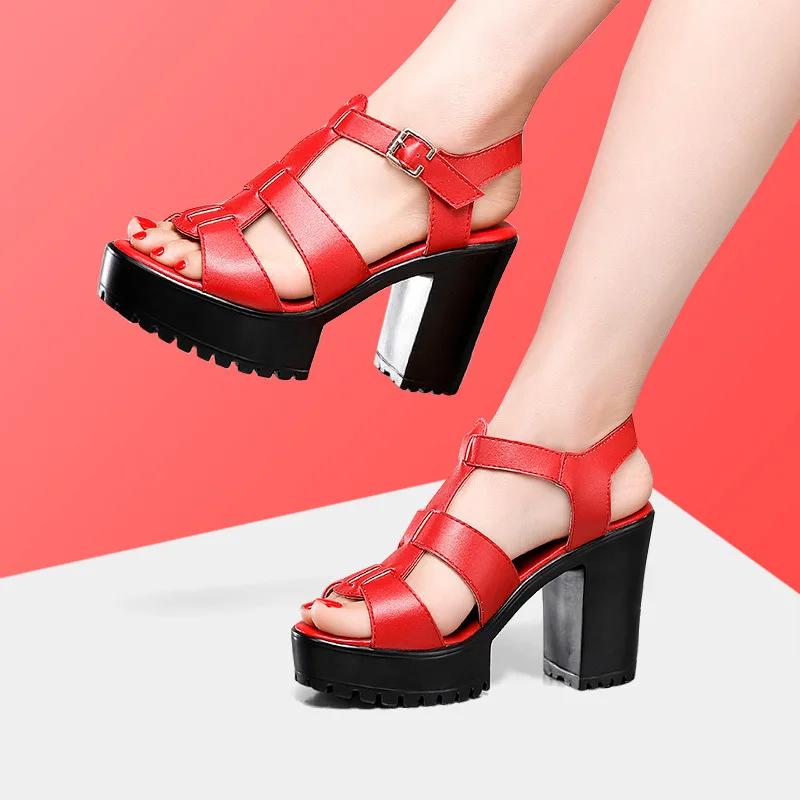 

Маленький размер 32-43 Модные сандалии на платформе с толстой подошвой Лето 2025 Блочный высокий каблук Сандалии-гладиаторы Женская обувь Модель Офис 43