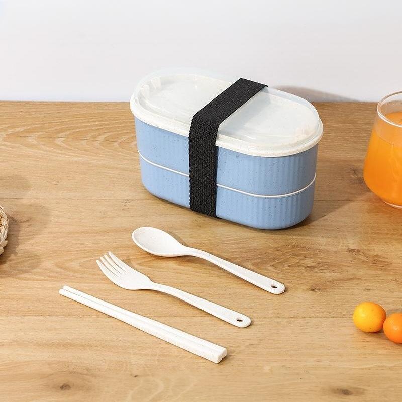 Double-Layer Lunch Box Lunch Box Food Storage Container Fresh-Keeping Box Microwave Tableware Lunch Box