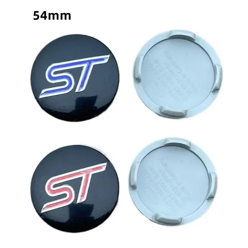 BQYI9 4Pcs 54mm ST Wheel Center Cover Hub Caps Car Emblem Badge For Ford Mondeo Mustang Focus Fiesta ST Logo Auto Accessories
