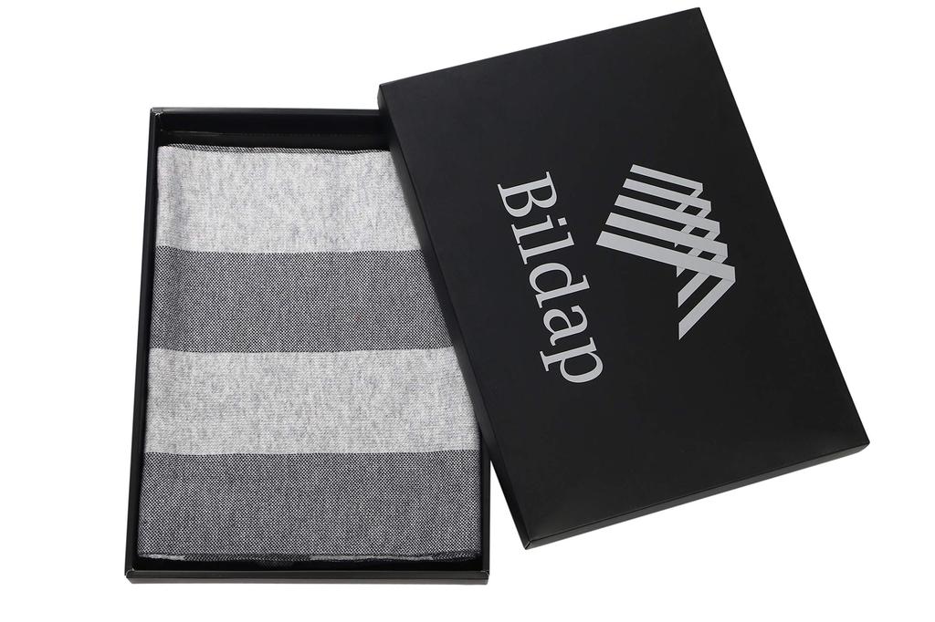 Bildap Striped Checkered Wool Stylish and Perfect Gift Men's Scarf, Elegant, Boxed, (Blue)