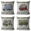 Happy Camper Pillowcase Decor Cartoon Travel Car Printed Pillow Case for Home Sofa Children Room Polyester Cushion Cover 45x45cm