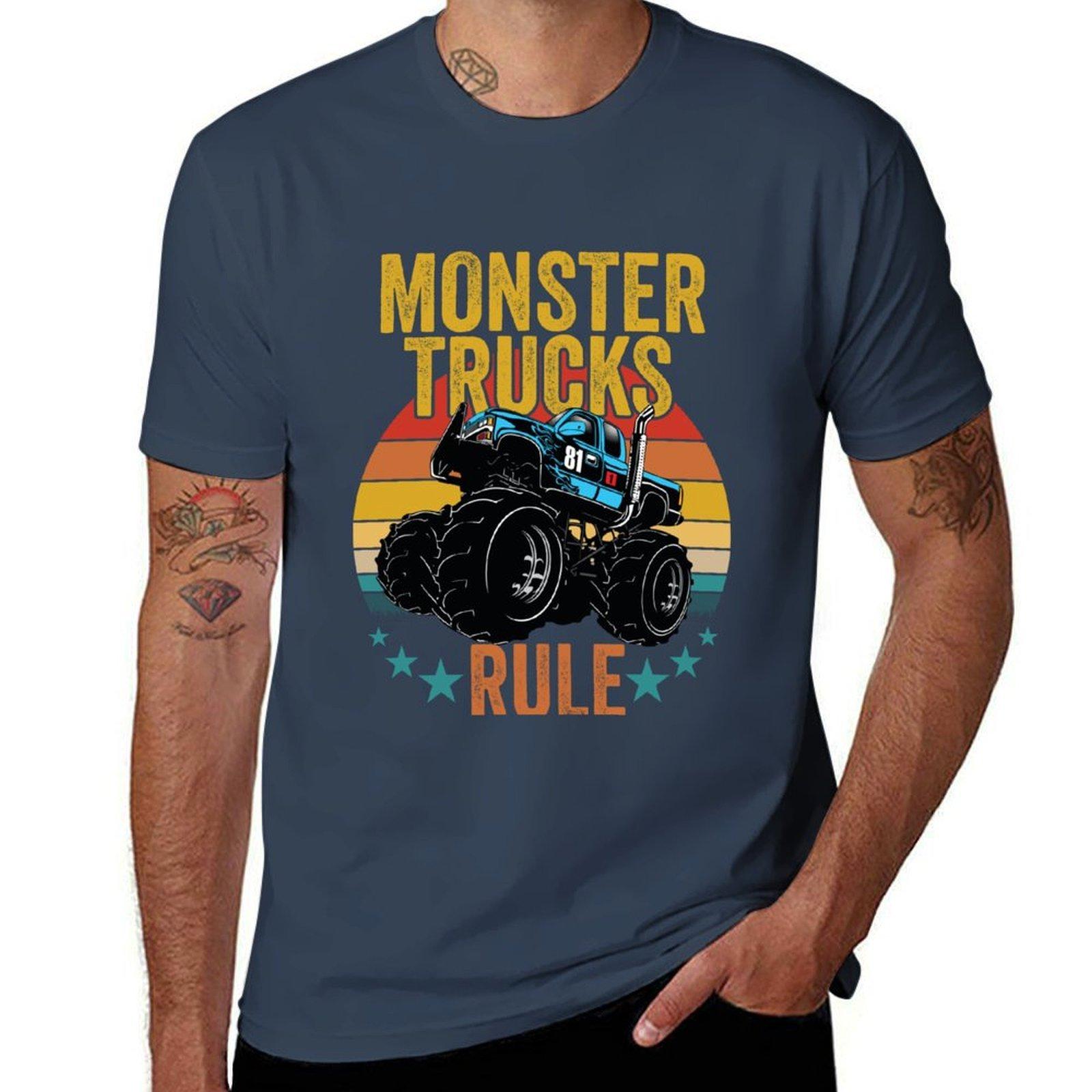 Monster Trucks Rule Tshirt Lightweight Basic Short Sleeve Shirt S