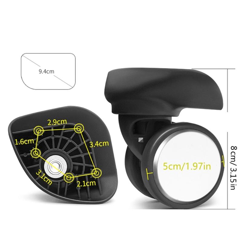 2 st Reservhjul för Resväska Kraftigt Rullhjul för Bagagebox Resväska 360 graders Svängbart Kit SilentWheel