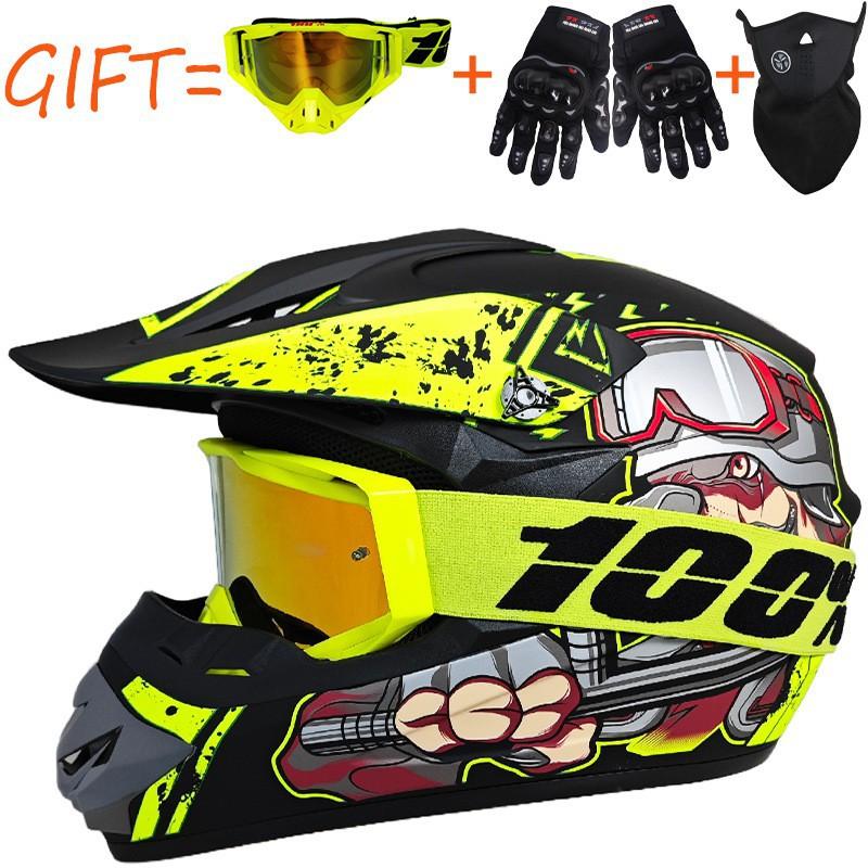 Equipped With 100% Goggles + Gloves Mask Off-road Helmet Mountain Biking Downhill Youth Go-kart