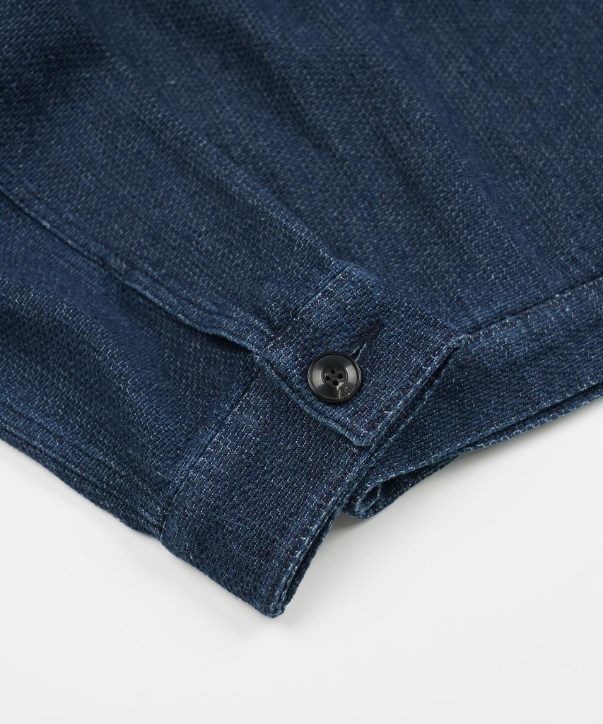 FRIZMWORKS Sashiko Denim Trucker Jacket _ Indigo