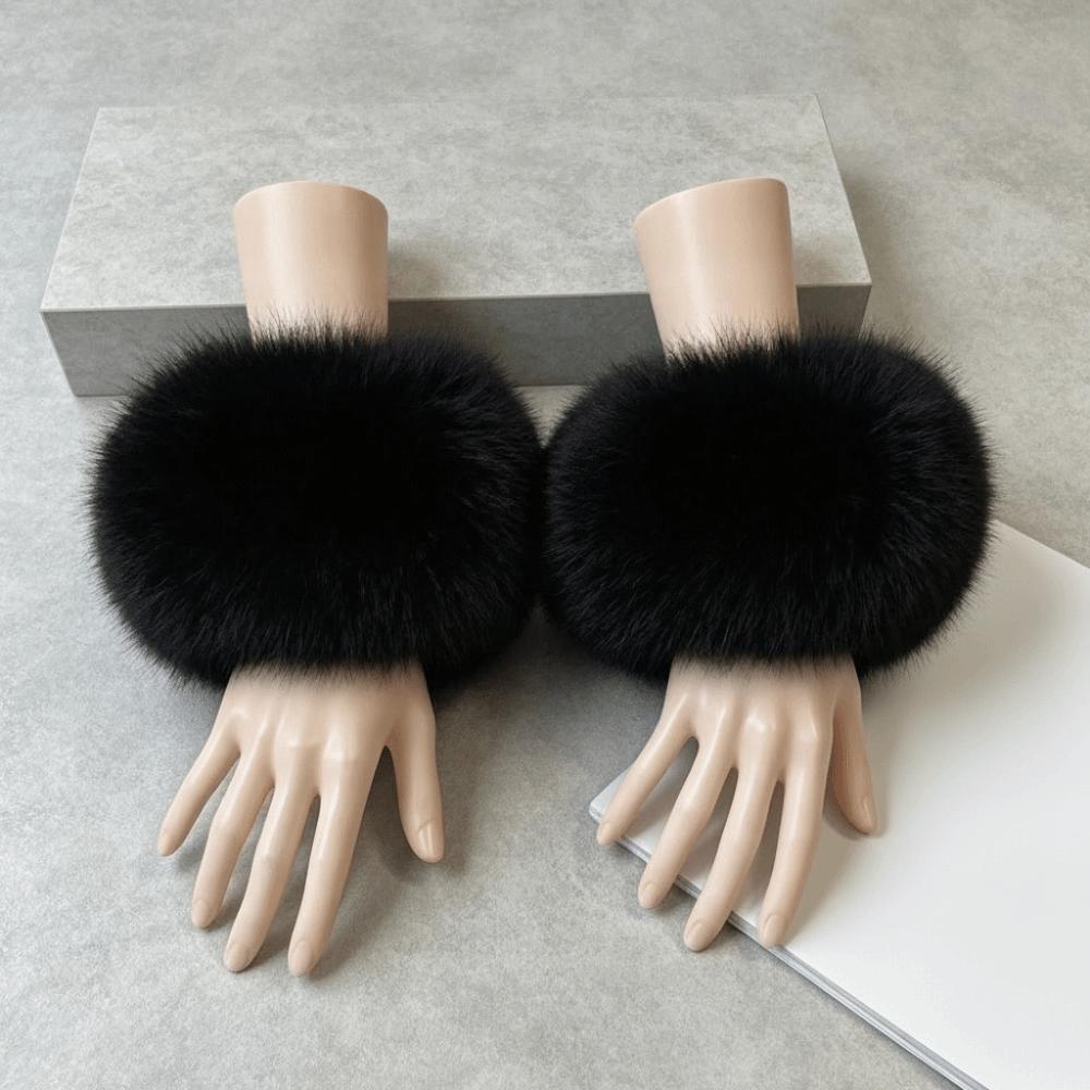 Solid Color Sleeve Cuffs Keep Warm Plush Sleeve Covers Fashion Faux Fur Wrist Cuffs Ladies