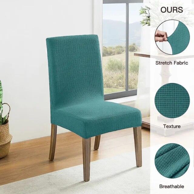 2PCS Waterproof Dining Chair Cover Polar Fleece Stretch Chair Slipcover Solid Chair Cover for Kitchen Banquet Wedding Home