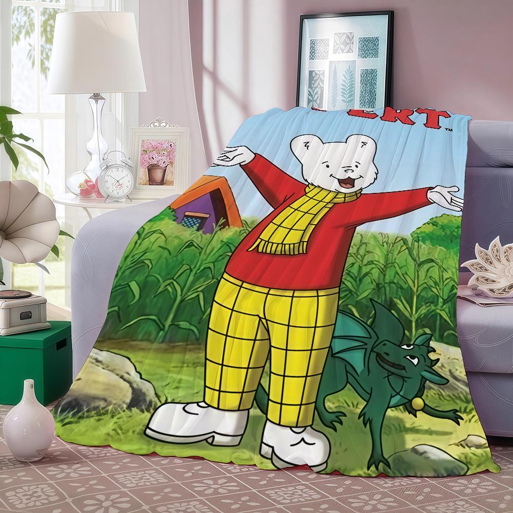 Cartoon Cute R Rupert B Bear Blanket For Sofa Office Bed Plane Travel Sleep Read Relax Camping Soft And Warm