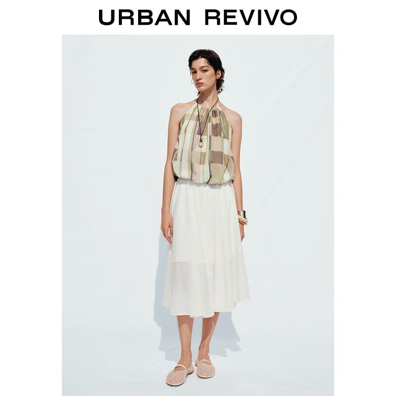 UR Women's 2025 Autumn Solid A-Line Midi Skirt