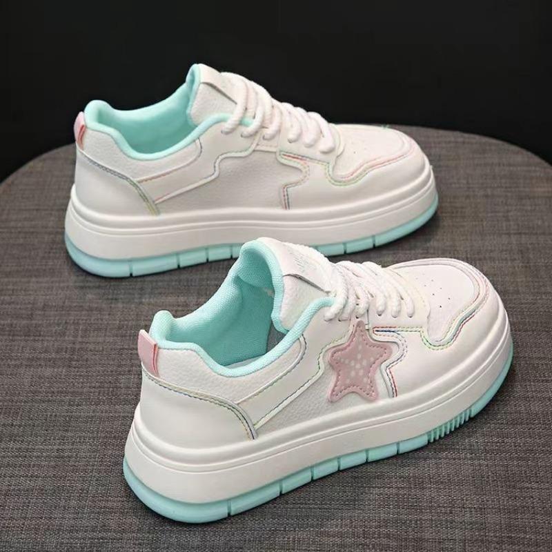 Little white shoes women's spring new trendy thick-soled casual star sports shoes student height-increasing board shoes women