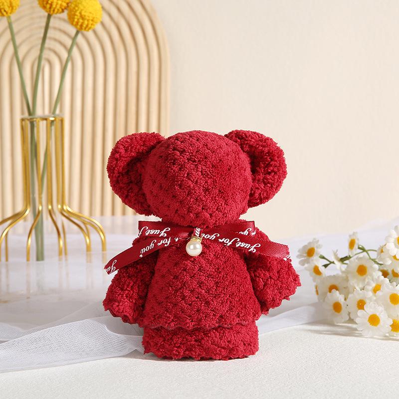 30x30 Coral Fleece Little Bear Towel - Wedding Gift Box, Favours & Cake Decorations