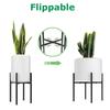 Metal Planter Holder Adjustable Detachable Modern Plant Pot Stand With Wheels For Garden Patio Balcony Office Black