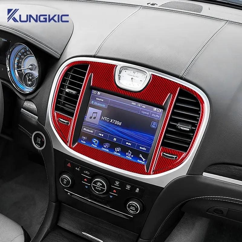 Real Soft Carbon Fiber For Chrysler 300 300C 2011 2012 2013 2014 LHD RHD Car Central Control Screen Panel Sticker Accessories