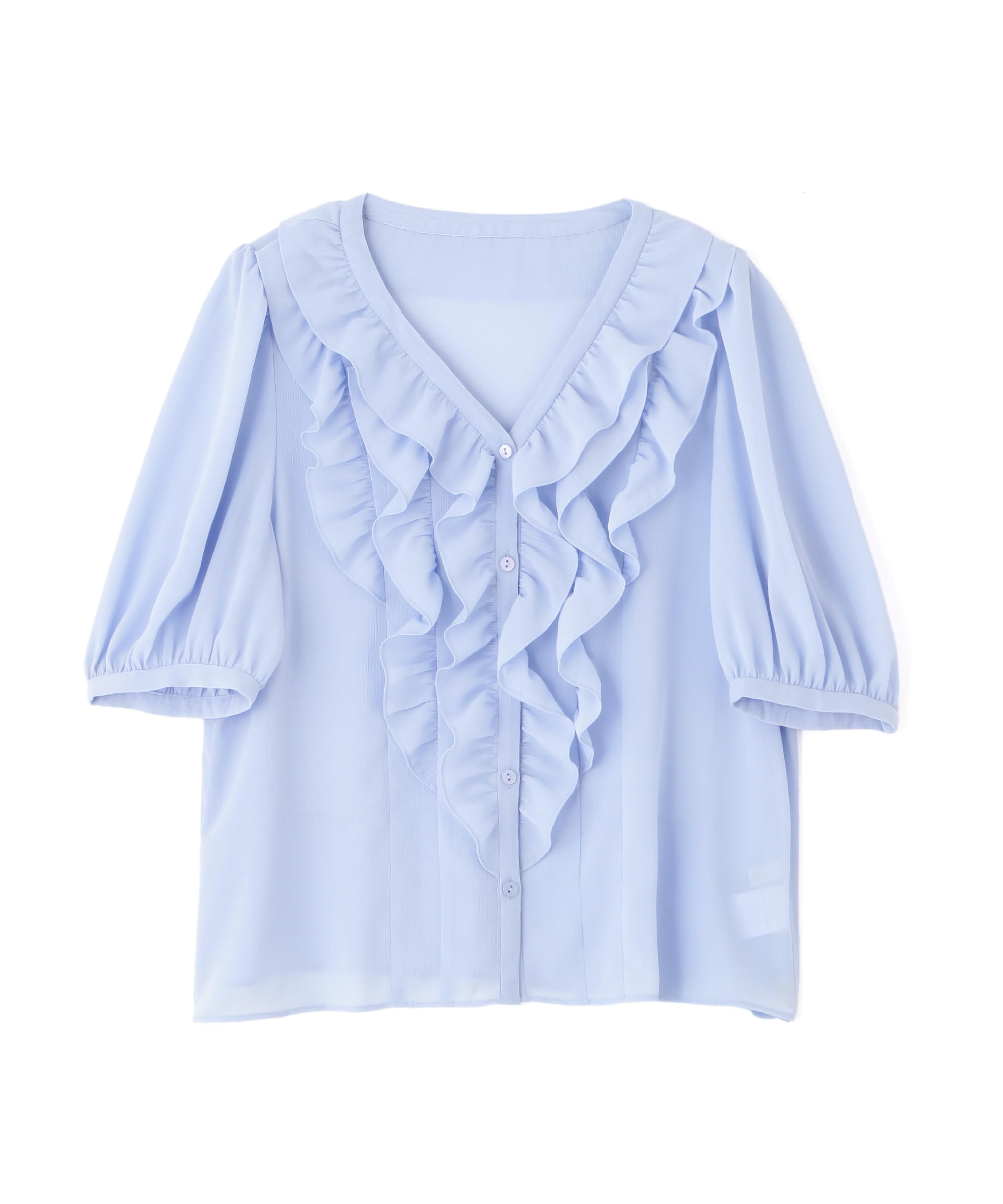 

Proportion Body Dressing Frilled Willow Blue Women s Blouse,